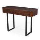 TREXM Solid Wood Entryway Table with Fluted Design, Retro Minimalist Console Table with Storage, Narrow Sofa Table with Metal Legs for Entryway Hallway Living Room(Honey+Black)
