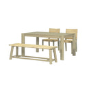 Modern Farmhouse Extendable Dining Table Set with Solid Wood Rattan Chairs – Expandable 59' to 73' for 4-8 Guests in  Champagne