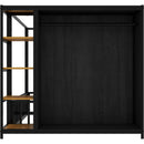 Full Size Floor Bed Frame with Wardrobe, Metal floor Bed with Storage Shelves, Black