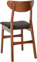 Walnut Finish Dining Chairs With Black Cushions Set Of 2