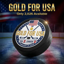 "Gold For USA" Commemorative Hockey Puck - Only 2,026 Available