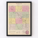 Vintage Map of Neosho County, Kansas 1887