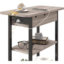 End Table With Vertical Charging Station And USB Outlets Greige