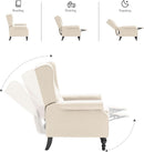 Beige Mid Century Wingback Recliner Chair With Upholstered Fabric
