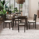 (1 Table with 4 Chairs)Wooden Dining Table Set, Mid Century Modern Square Wooden Kitchen Table and Upholstered Dining Chairs for Dining Room, Kitchen, Saving Space,Brown