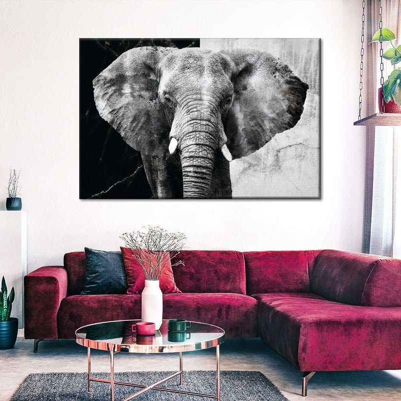 Elephant Black And White Wall Art