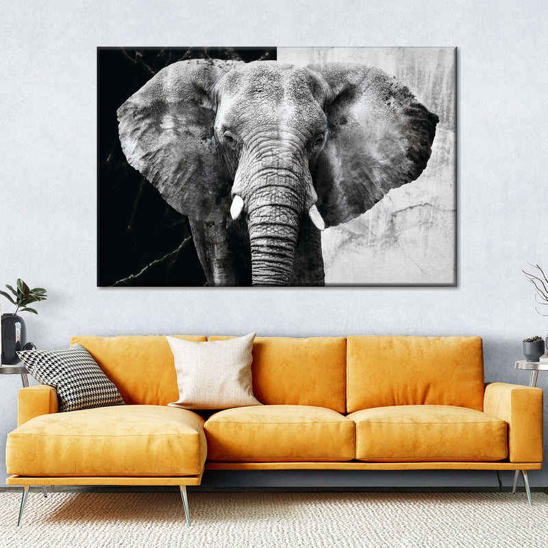 Elephant Black And White Wall Art