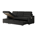 MH83.5' Convertible Sleeper Combo Sofa, Convertible Sofa Bed Polyester Pullout Bed with Storage Recliner and Cup Holder for Living Room, Tight Spaces