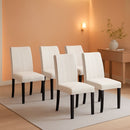 Beige Luxuriously Upholstered Dining Chairs Set Six