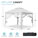 Ainfox 11ft x 11ft Heavy Duty Pop Up Gazebo Outdoor Canopy Shelter Instant Patio Gazebo Sun Shade Canopy Tent for Lawn Garden Backyard Deck