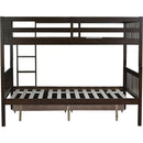 full Over full Rubber Wood Bunk Bed with 2 Drawers, Convertible into 2 full Beds, full Size Bunk Bed with Ladder and Safety Guardrails ,Espresso
