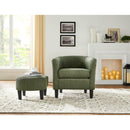 Modern Accent Chair,Upholstered Arm Chair Linen Corduroy Single Sofa Chair with Ottoman Foot Rest Comfy Armchair for Living Room Bedroom and Office,Green