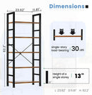 Rustic Brown Five Tier Bookshelf Narrow Space Saver