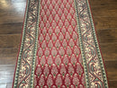 Persian Tabriz Runner Rug 3x16, Paisley Boteh Design, Red and Cream, Rug for Hallway, 16ft Wool Runner