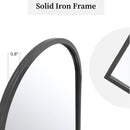 Black Arched Wall Mirror 42x24 Inches With Iron Frame