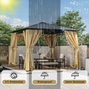 TREXM 10'x10' Hardtop Outdoor Gazebo with Polycarbonate Roof, Patio Gazebo with Aluminum Frame, Mosquito Netting and Privacy Screens for Shade and Rain, Backyard Tent for Backyard, Garden, Lawn(Beige)