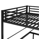 Metal Loft Bed with Wardrobe and L-shaped Desk, Queen Size Loft Bed with Storage Cubes and Shelves, Loft Bed for Kids Teens Adults, Black