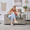 47 Inch Linen Fabric Armchair Pair Oversized Oatmeal