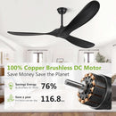 52 Inch Matte Black Ceiling Fan With Remote Walnut Blades