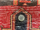 Persian Heriz Runner Rug 3.7 x 11, Persian Tribal Runner, Handmade Wool, Medallions, Geometric, Red, Antique Vintage Hand Knotted Rug
