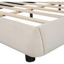 Queen Size Velvet Upholstered Platform Bed,Solid Frame and Stylish Curve-shaped Design, Beige