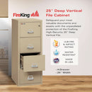 Vertical 4 Drawer Fire Rated File Cabinet Parchment Key Lock