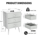 2 Pack Modern Nightstand with Charging Station, Bedside Tables with LED Light and Fabric Drawers