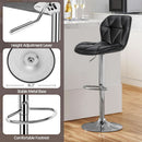 Set Of 2 Modern Adjustable Black PU Leather Bar Stools