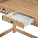 TREXM 4-Piece Dining Table Set for 3, Retro Kitchen Table and Chairs Set with 3 Storage Drawers, Ideal for Small Spaces (Natural)