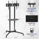 Mobile TV Cart 32 to 83 Inch Adjustable Height Tilt