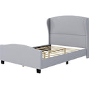 Full Size 51' High Headboard Wingback Linen Upholstered Bed No Box Spring Needed, Gray