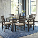 Brown Rectangular Dining Table Set Upholstered Chairs
