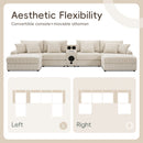 [VIDEO]144*64'' Corduroy Sectional Sofa with Bluetooth Speakers, U Shaped Couch with Console, USB Charger, Cup Holders, Storage, Ottoman, Deep and Wide Seat Cloud Sofa for Living Room&Apartment