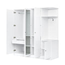 4-Door Wardrobe with Shelves, Drawers, and Full-Length Mirror, White