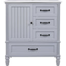 30' Bathroom Vanity with Sink, Bathroom Cabinet with A Door, Three Drawers, Solid Wood Legs & MDF Board, Adiustable Foot Pads, Grey (Other Color: N725P195409K)