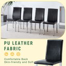 A Set of 2 Black PU Backrest Chairs with Silver Metal Legs: They Are Ideally Suited for Minimalist and Contemporary Home Styles, With Dimensions of 16.2*18.5*34.6 inches