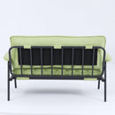 The 53-inch green sofa offers a spacious layout in the small apartment, easily handling various scenarios from watching movies to working