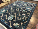 Tibetan Rug 9x12, Hand Knotted Tibet Nepali Contemporary Carpet 9 x 12 ft, Black and Tan, Handmade Area Rug Room Sized, Nepalese Rug