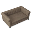 Modern Linen Fabric Elevated Pet Bed Sofa for Small and Medium Dogs - Brown