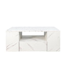 Modern Coffee Tables for Living Room, LED Coffee Table, Storage Coffee Table, Small Coffee Table, Wood Center Table with 2 Drawers and Open Side Shelf
