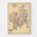 Vintage Map of Lincoln County, Maine 1885