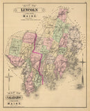 Vintage Map of Lincoln County, Maine 1885