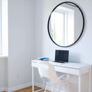 Round Rubber Wall Mirror 37 Inch Diameter With Protective Rubber Frame