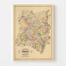Vintage Map of Waldo County, Maine 1885