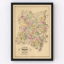 Vintage Map of Waldo County, Maine 1885