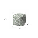 17" Blue Polyester Cube Indoor Outdoor Pouf Ottoman