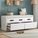 Rustic Storage Bench with 2 Drawers, Hidden Storage Space, and 3 False Drawers at the Top, Shoe Bench for Living Room, Entryway (White)