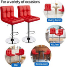 Red Adjustable PU Leather Swivel Bar Stools Set Of 2