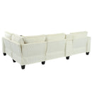 L-shaped 4-seater 105.5''*66.5'' corduroy sofa, large storage armrests with center console, USB charging, left and right seats can be switched, 2 packages of 130