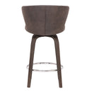 26" Brown Faux Leather And Iron Swivel Low Back Counter Height Bar Chair